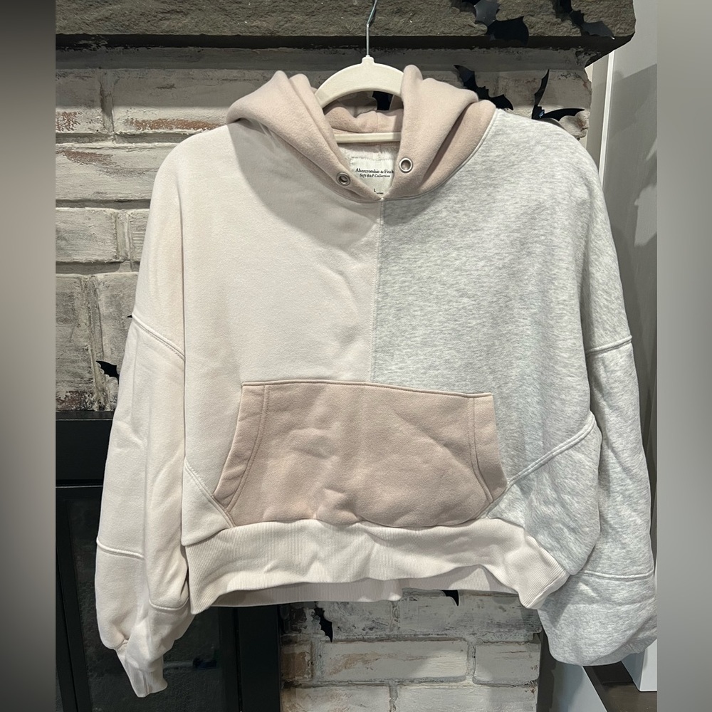 Abercrombie & Fitch Cropped Color Block Sweatshirt Sz L